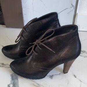 Paul Green Bronze Metallic Lace-Up Ankle Booties